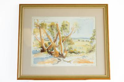 Watercolour painting of view from Popes Hill, Mukinbudin 