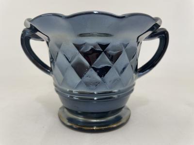 Black Amethyst Carnival Glass Sugar Bowl