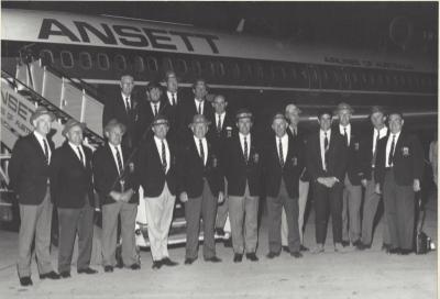 State Team boarding Ansett flight