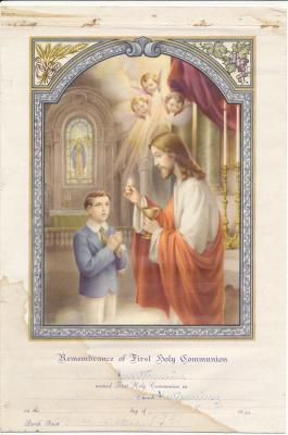 John Quartermaine's Holy Communion Certificate