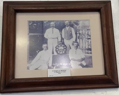 Framed Photograph of  from L-R Albert Knapton, Edward (Ned) McDaniel, John S Bignall and George Cross