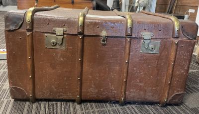 Large Brown Trunk with Brass Fittings