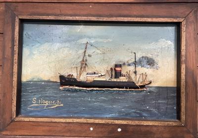 "Merchantman Steamer" in Oils and Carved Relief