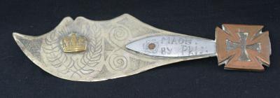 First World War ‘Trench Art’ White Metal Knife Blade with Copper Iron Cross Handle 