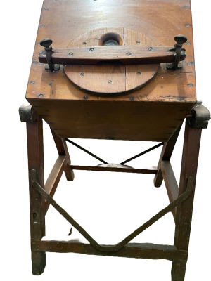 Wooden Box Butter Churn on stand