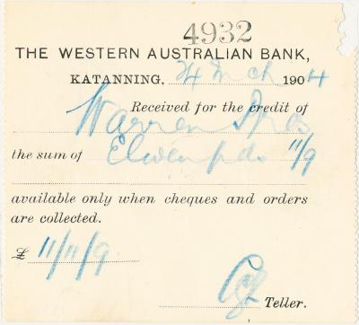 A receipt from Western Australian Bank