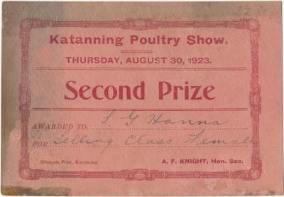 Katanning Poultry Club Second Prize