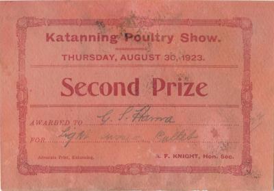 Katanning Poultry Club Second Prize