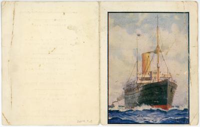 Souvenir guide of “TSS Euripides Transport A14” sent home by Pte. Ralph CULLINAN 