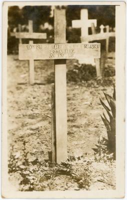 Photographic Postcard of burial cross of Private Ralph CULLINAN 922