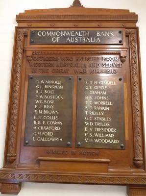 Honour Board - Commonwealth Bank (World War 1)