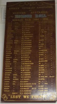 Honour Board - Korean Veterans