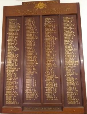 Honour Boards - Post Office Staff (World War 1)