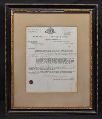 Framed Letter of Distinguished Conduct Medal – Pte. Walter ROBINS 2201