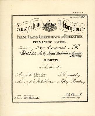 Certificate of Education Permanent Forces