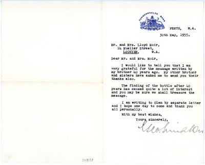 Letter from Commonwealth Bank to Mr. and Mrs. Lloyd MOIR