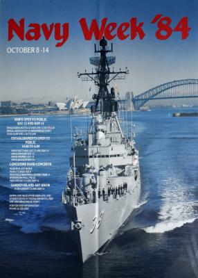  “Navy Week 84” colour poster featuring HMAS Perth II D38