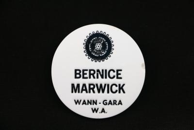 Inner Wheel Wann- Gara Badge - Bernice Marwick