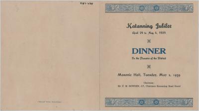 Katanning Jubilee Dinner to the Pioneers of the District