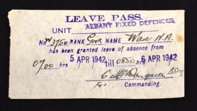 Second World War Leave Pass