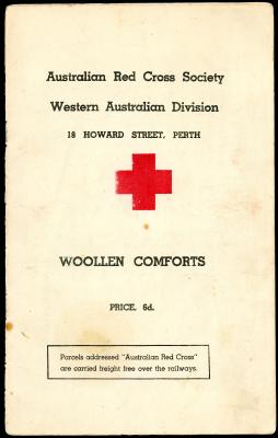 Australian Red Cross Society Western Australian Division ‘Woollen Comforts’ booklet from Second World War