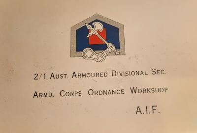 World War 2, Western Australia, 2/1st Armoured Division Ordnance Workshop, Christmas Card