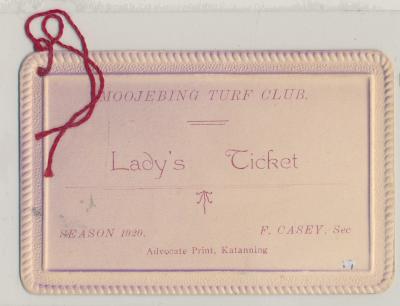 Moojebing Turf Club Ticket