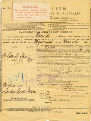 Ticket to sail on the Orient Line 