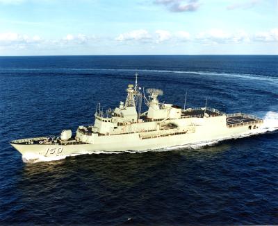 Colour photograph HMAS Anzac III at sea