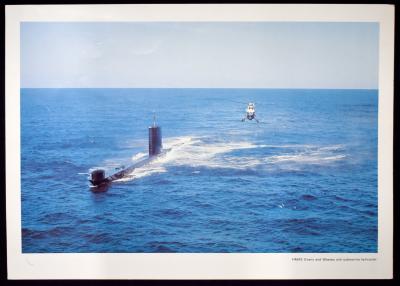 Royal Australian Navy Promotional Poster of HMAS Ovens and a Wessex Ant-Submarine Helicopter