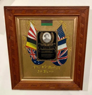 Framed memorial to Walter Charles Hartwig