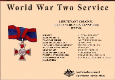 World War 2, Australia, Western Australia, WX3306 KENNY RRC (married JOUBERT)