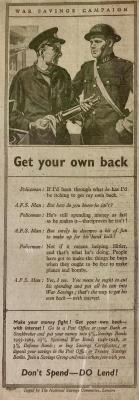 War Savings Campaign advertisement - 'Get your own back'