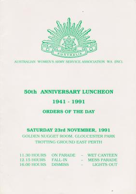 AWAS WA (Inc) Orders of the Day 50th Anniversary Luncheon Booklet