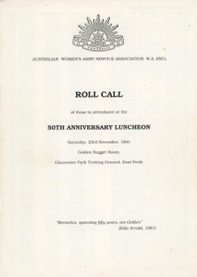 AWAS Association WA Inc. 50th Anniversary Roll Call