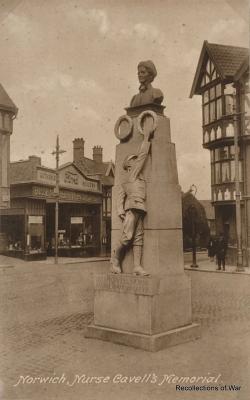 Postcard of Edith Cavell Memorial in Norwich 