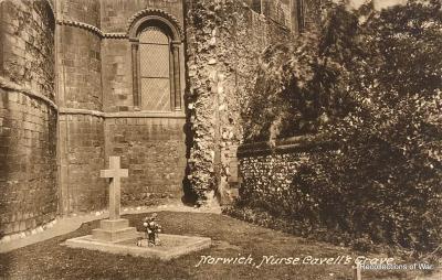 Postcard of Edith Cavell's Grave in Norwich 