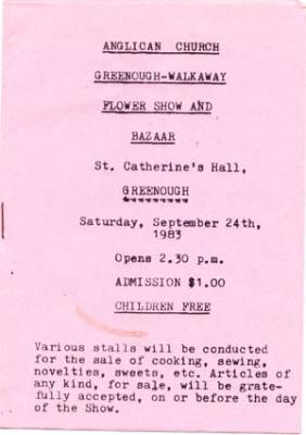 Greenough-Walkaway Anglican Church Flower Show Programme