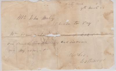 Promissory note from Charles Eastough