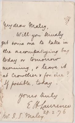 Note from E.H. Laurence