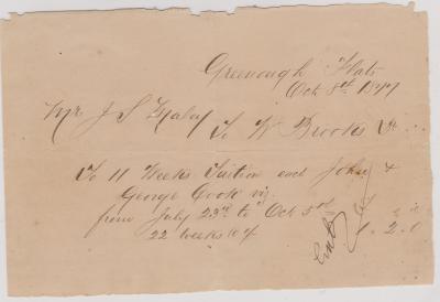 Invoice from W. Brooks for tuition of G & J Cook