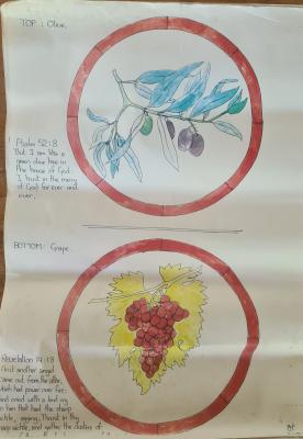 Drawings of designs for stained glass windows for St Catherine's Church