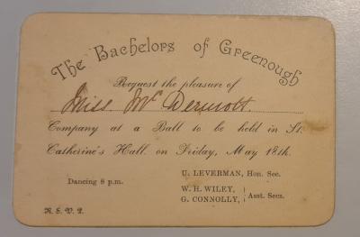 Bachelors of Greenough Invitation card