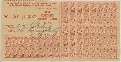 Clothing Ration Card