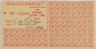 Clothing Ration Card