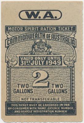 Two Gallon Motor Spirit Ration Ticket