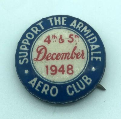 Armidale Aero Club fundraising pin, 1948