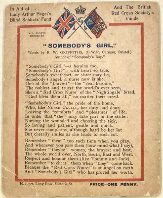 WWI poem or song - 'Somebody's Girl' by R.W. Griffiths