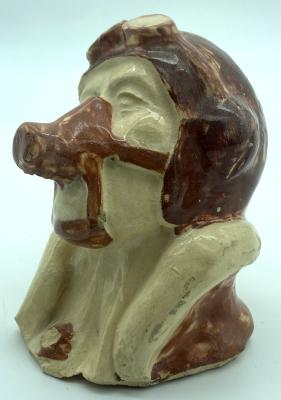 Glazed pottery bust of an airman - J. Shergold