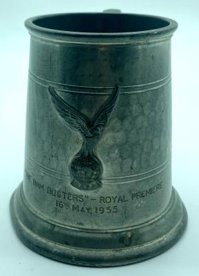 Souvenir tankard from premiere of 'The Dam Busters' movie